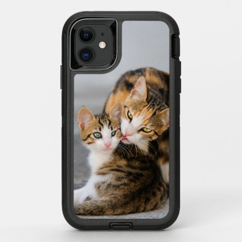 Mother Cat Loves Cute Baby Kitten Animal Pet Photo OtterBox Defender iPhone 11 Case