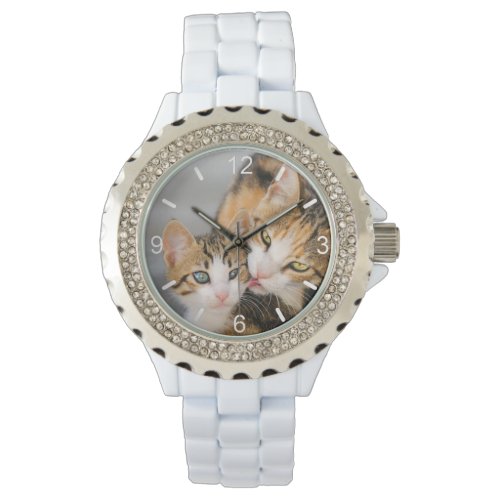 Mother Cat Loves Cute Baby Kitten Photo dial_plate Watch