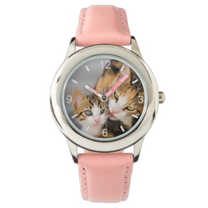 Mother Cat Loves Cute Baby Kitten Photo dial-plate Wrist Watch