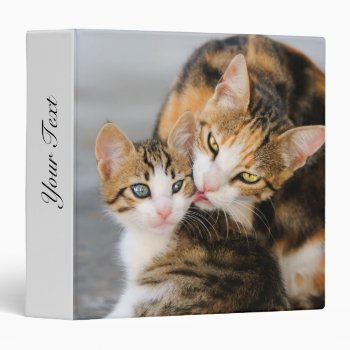 Mother Cat Loves Cute Kitten Animal Photo 3 Ring Binder by Kathom_Photo at Zazzle