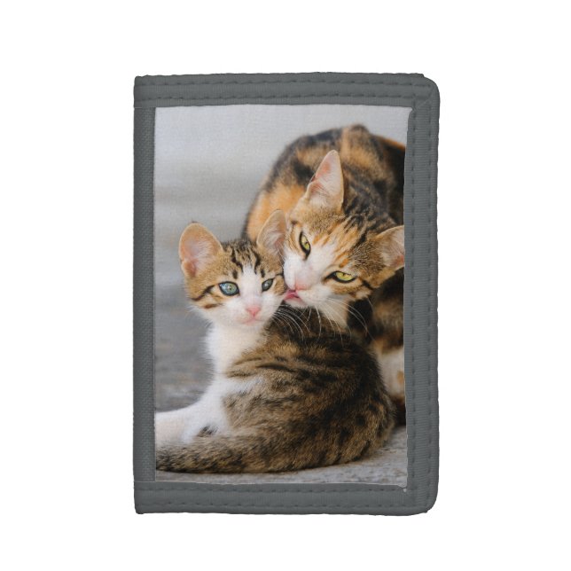 Mother Cat Loves Cute Kitten Pet Photo Trifold Wallet (Front Vertical)