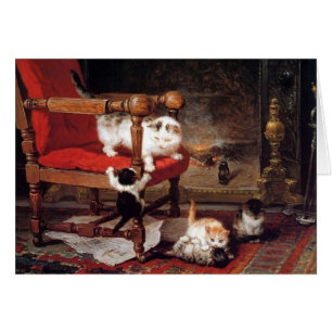 MOTHER CAT PLAYING WITH KITTENS Mothers Day Cards