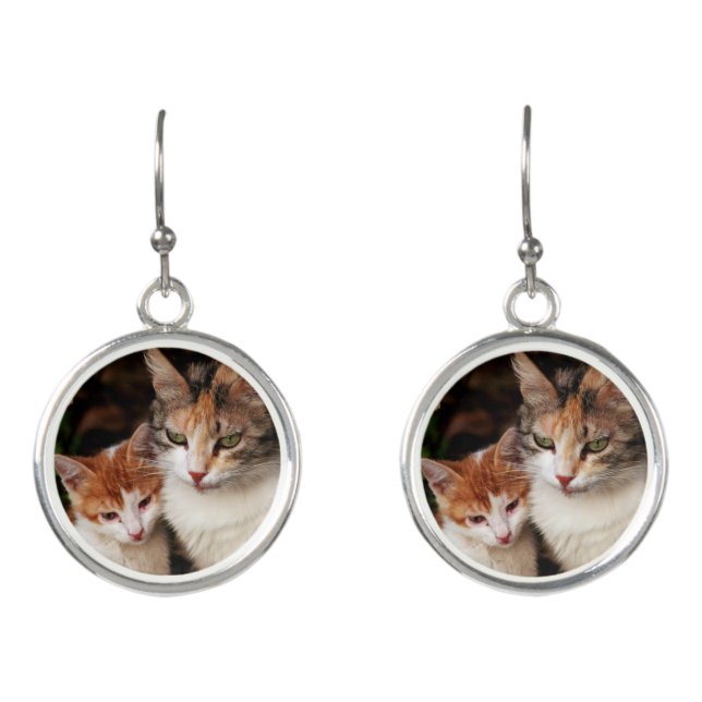 Mother Cat With Kitten Earrings (Front)
