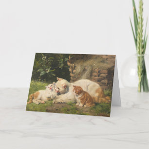 Mother Cat with Kittens Julius Adam the Younger Card