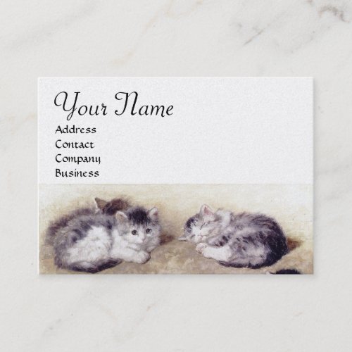 MOTHER CAT WITH KITTENS White Pearl paper Business Card