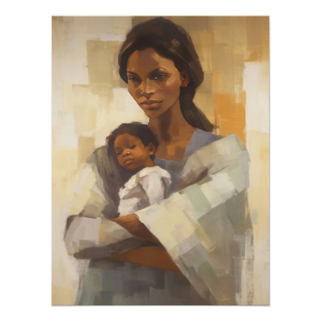 Mother & Child Harmony of Love Abstract Wall Art  (Front)
