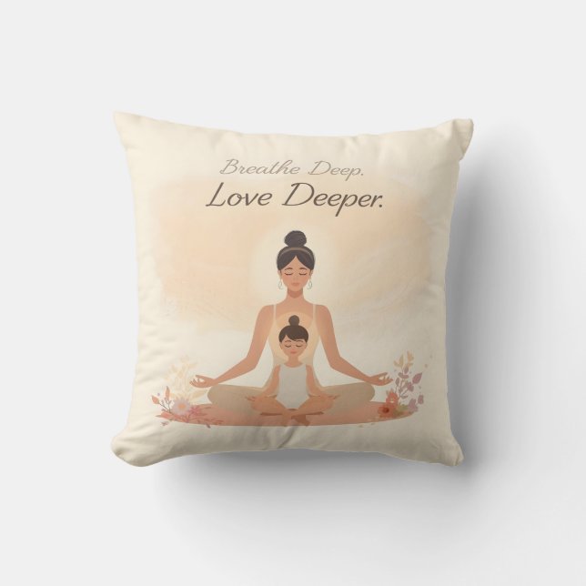 Mother & Child Meditation Serenity Art Throw Pillow (Front)