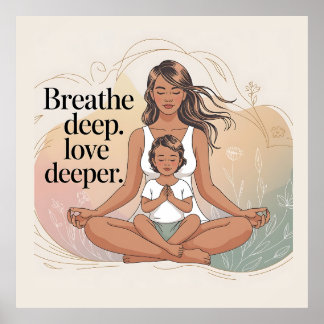 Mother Child Mindfulness Meditation Art Poster