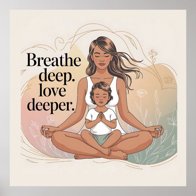 Mother Child Mindfulness Meditation Art Poster (Front)