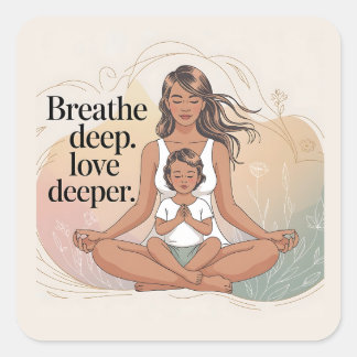 Mother Child Mindfulness Meditation Art Square Sticker