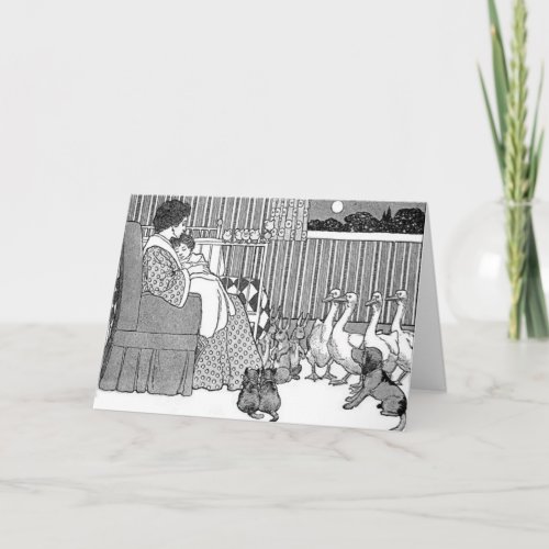 Mother  Child Story Time in Black  White Card