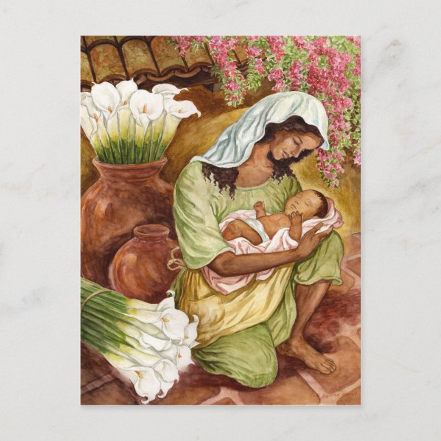 MOTHER & CHILD WITH CALA LILIES - MULTI POSTCARD (Front)