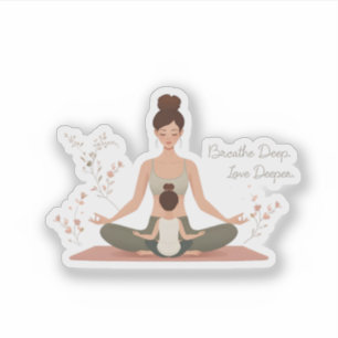 Mother Child Yoga Meditation Art Sticker