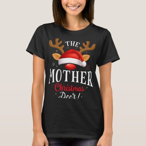 Mother Christmas Deer PJS Xmas Family Matching T_Shirt