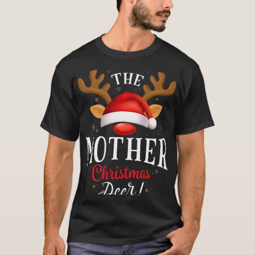 Mother Christmas Deer PJS Xmas Family Matching T_Shirt