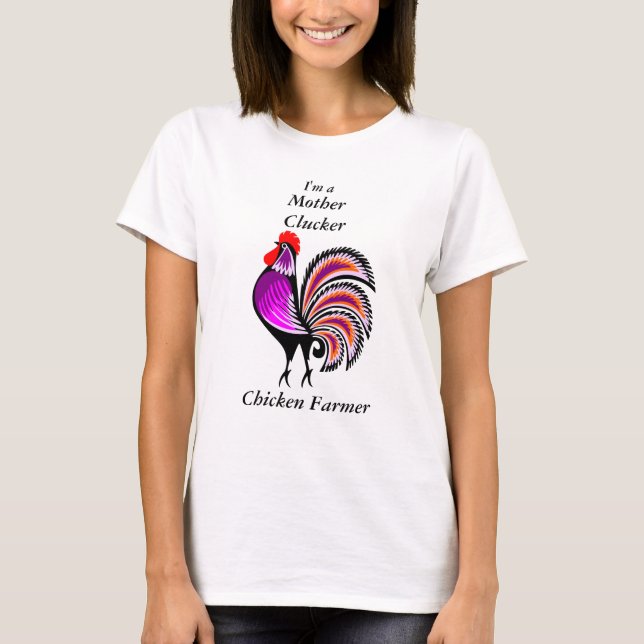 Mother Clucker Chicken Farmer Purple Hen ww3 T-Shirt (Front)