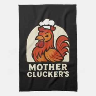 Mother Clucker’s Funny Retro Hen Chef - Vintage Ca Kitchen Towel