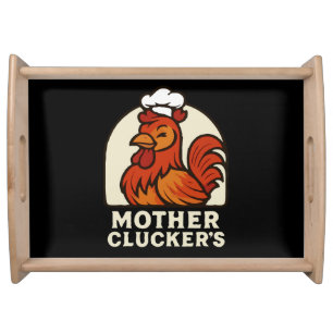 Mother Clucker’s Funny Retro Hen Chef - Vintage Ca Serving Tray
