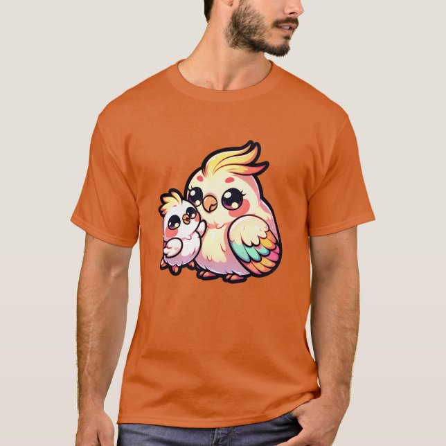 Mother Cockatiel With Her Baby for Mothers Day fri T-Shirt (Front)