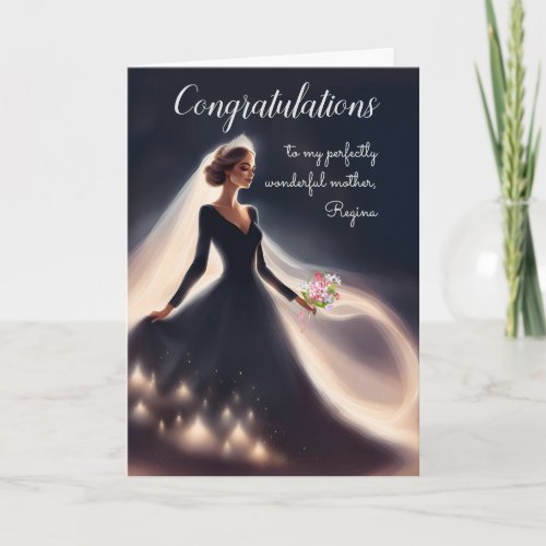 Mother Congratulations on Wedding Black Gown Card