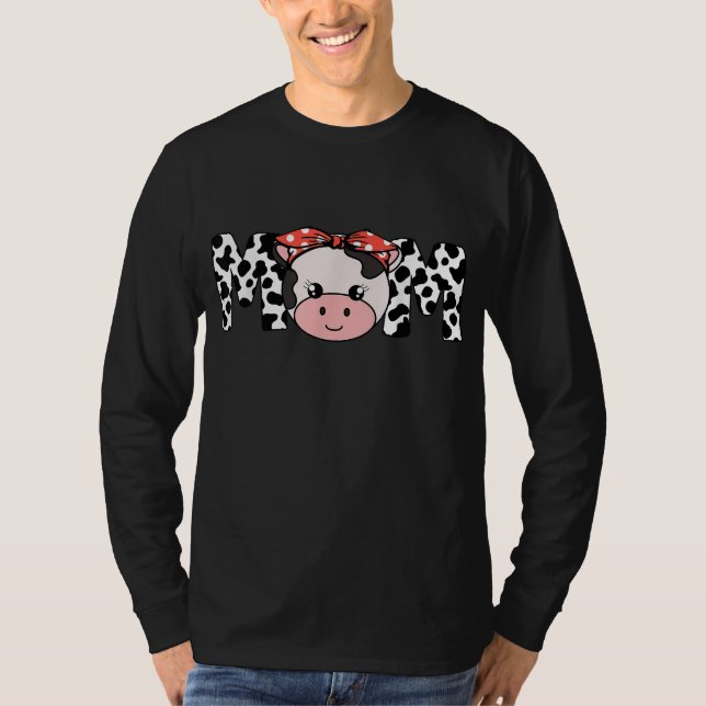 Mother Cow Mom Farming Birthday Funny Family Match T-Shirt (Front)