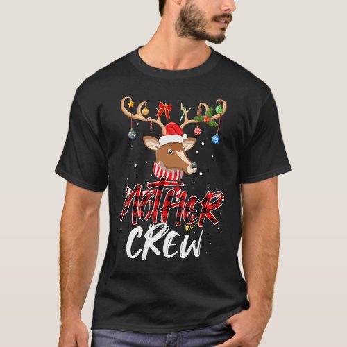 Mother Crew Christmas Santa Hat Reindeer Matching  T_Shirt