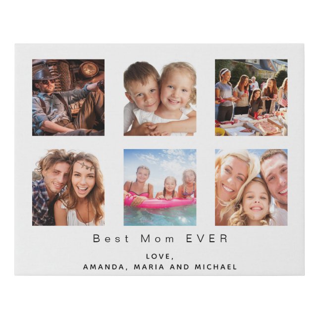 Mother custom photo family collage faux canvas print (Front)