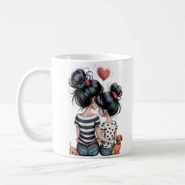 Mother & Daughter A-Line Art-Unique Family Gift Coffee Mug (Left)