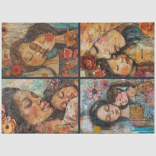 Mother Daughter Artist Crafting Collage Decoupage Tissue Paper