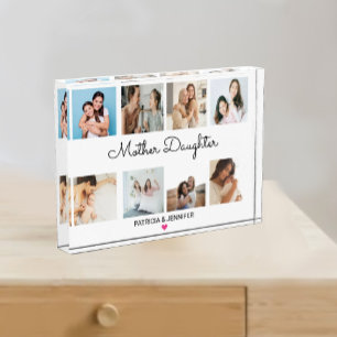 Mother Daughter Calligraphy   Custom Photo Collage Block