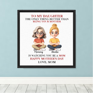 Mother Daughter Cartoon Motherhood Quote Canvas Print