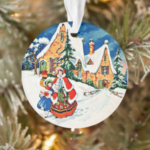Mother Daughter Christmas Victorian Art deco Ornament