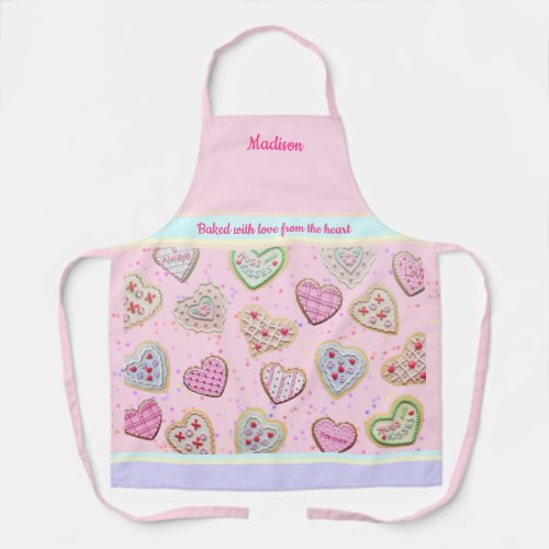 Mother Daughter Custom Heart Cookies Pastel Apron