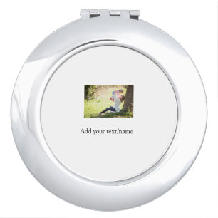 Mother daughter family photo add name picture text compact mirror