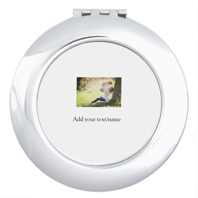 Mother daughter family photo add name picture text compact mirror (Front)