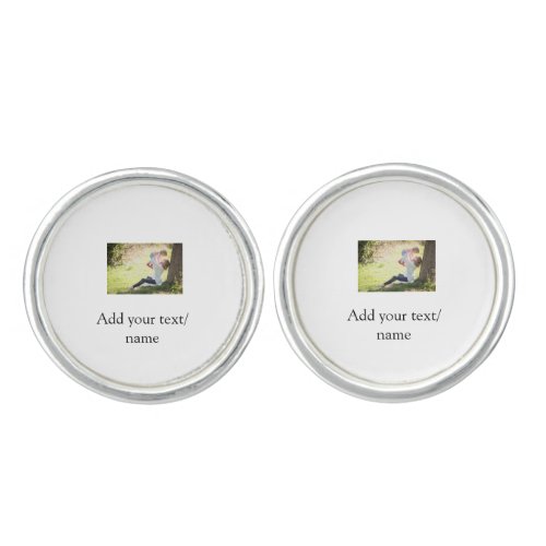 Mother daughter family photo add name picture text cufflinks
