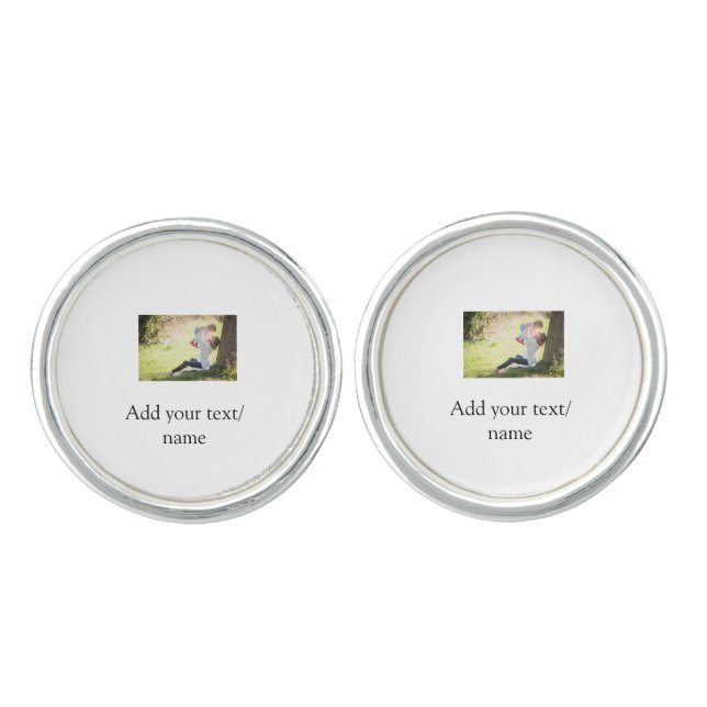 Mother daughter family photo add name picture text cufflinks (Front)