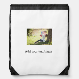 Mother daughter family photo add name picture text drawstring bag