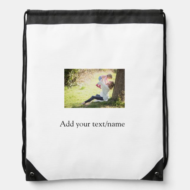 Mother daughter family photo add name picture text drawstring bag (Front)