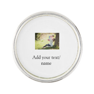 Mother daughter family photo add name picture text lapel pin