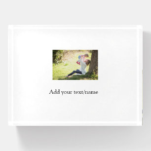 Mother daughter family photo add name picture text paperweight
