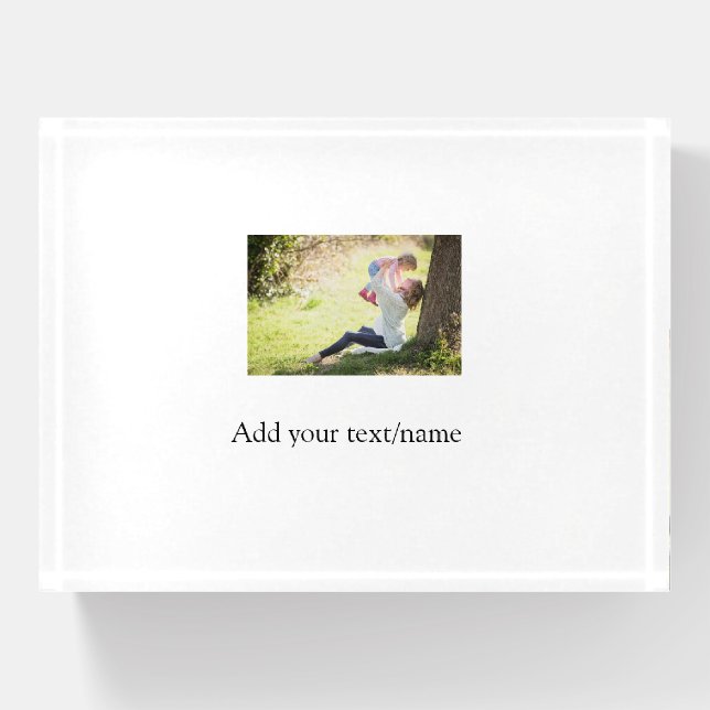 Mother daughter family photo add name picture text paperweight (Front)