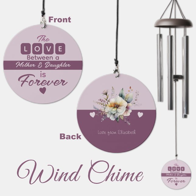 Mother Daughter Forever floral mauve Wind Chime (Creator Uploaded)