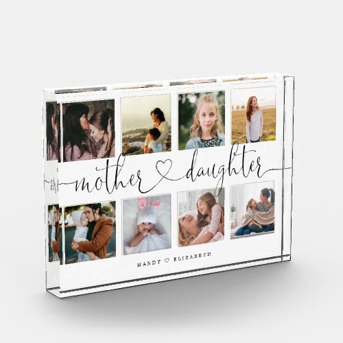 Mother Daughter Heart Script  Photo Grid Collage