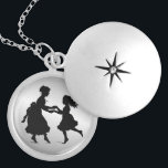 Mother & Daughter Holding Hands Dancing Locket Necklace<br><div class="desc">Charming image of a vintage silhouette graphic from an 1870's book on a gradient gray background. Great to send as a Happy Mother's Day gift or a darling gift for mother's/daughter's birthdays!</div>