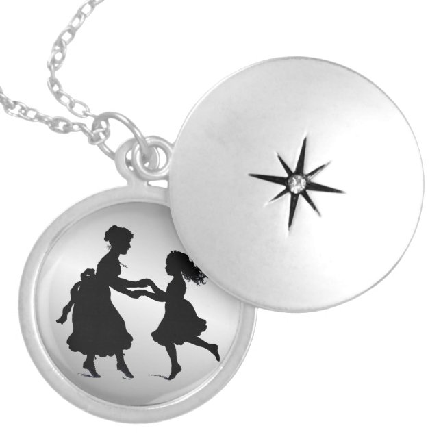 Mother & Daughter Holding Hands Dancing Locket Necklace (Front)