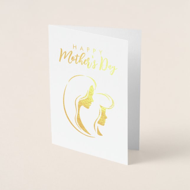 Mother & Daughter | Illustration | Mother's Day Foil Card (Front)