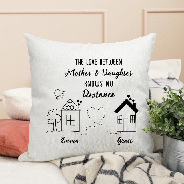 Mother Daughter Love Knows No Distance Throw Pillow (Mother Daughter Love Knows No Distance Throw Pillow)