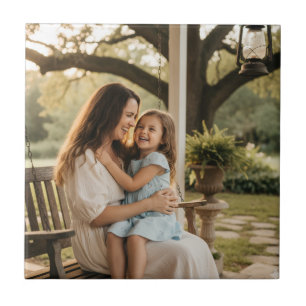 Mother daughter love photo mothers day family gift ceramic tile