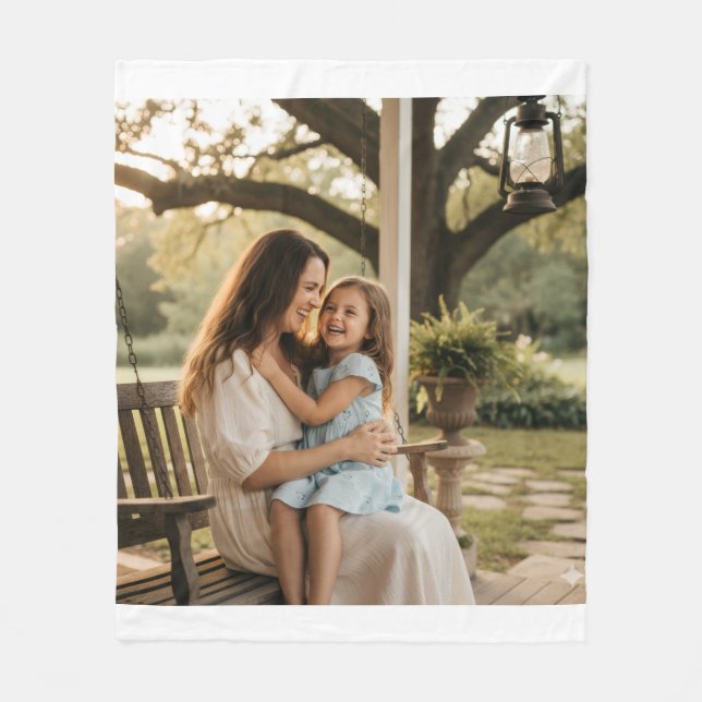Mother daughter love photo mothers day family gift fleece blanket (Front)